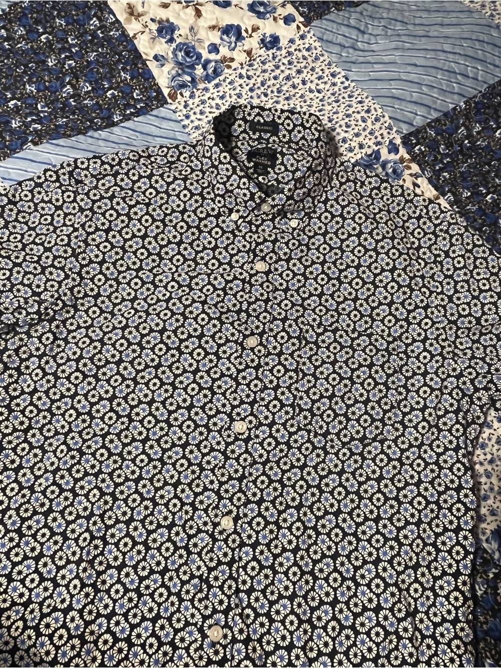 J. Crew Navy Blue Floral Daisy Button-Down Shirt